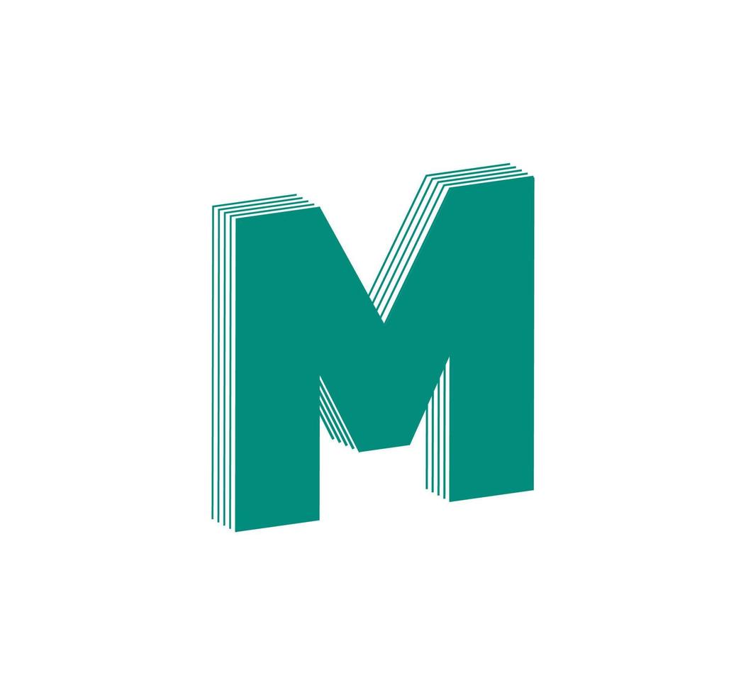 3D Linear modern logo of letter M. Number in the form of a line strip. Linear abstract design of alphabet number character and letter. logo, corporate identity, app, creative poster and more. vector