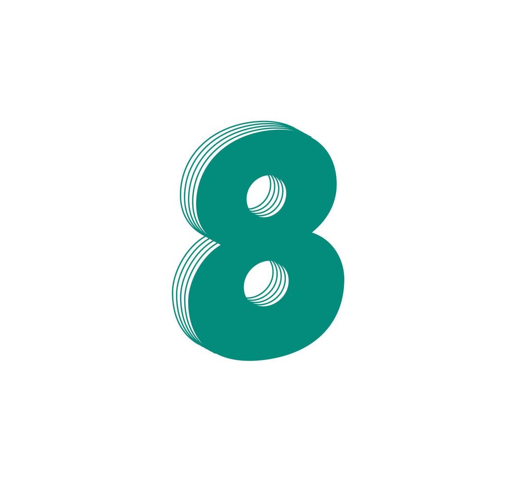 3D Linear modern logo of the number 8. Number in the form of a line strip. Linear abstract design of alphabet number character and digit. logo, corporate identity, app, creative poster and more. vector