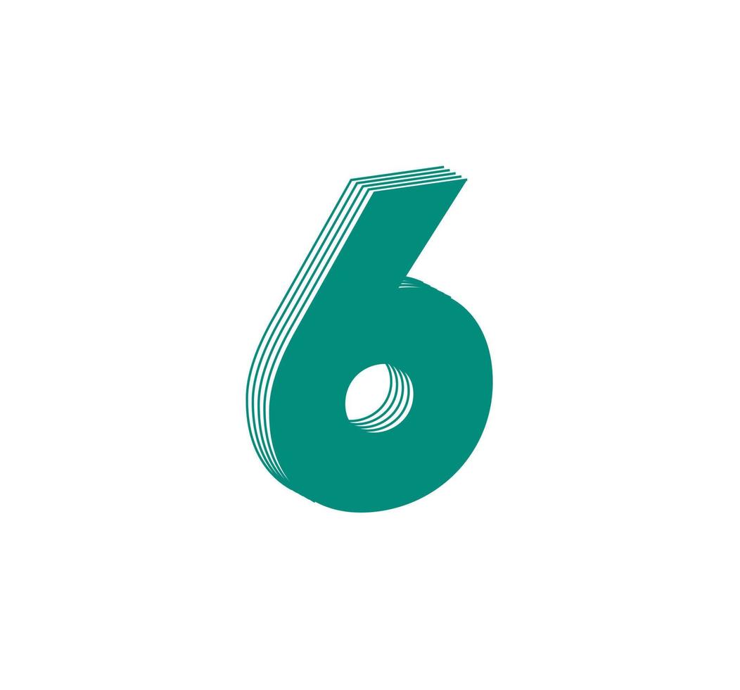 Logotipo moderno lineal 3d del número 6. número en forma de tira de línea. diseño abstracto lineal del carácter y dígito del número del alfabeto. logo, identidad corporativa, app, poster creativo y más. vector