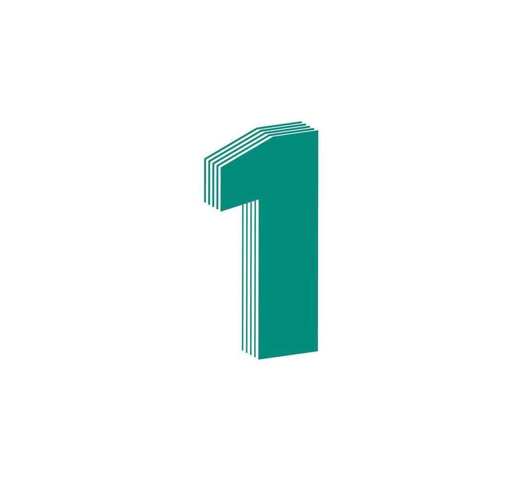3D Linear modern logo of the number 1. Number in the form of a line