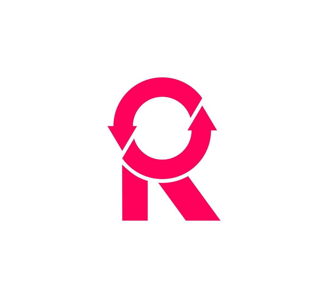 logotipo moderno de la letra r con flechas de reciclaje. logotipo de identidad corporativa futurista, diseño gráfico de la empresa. vector