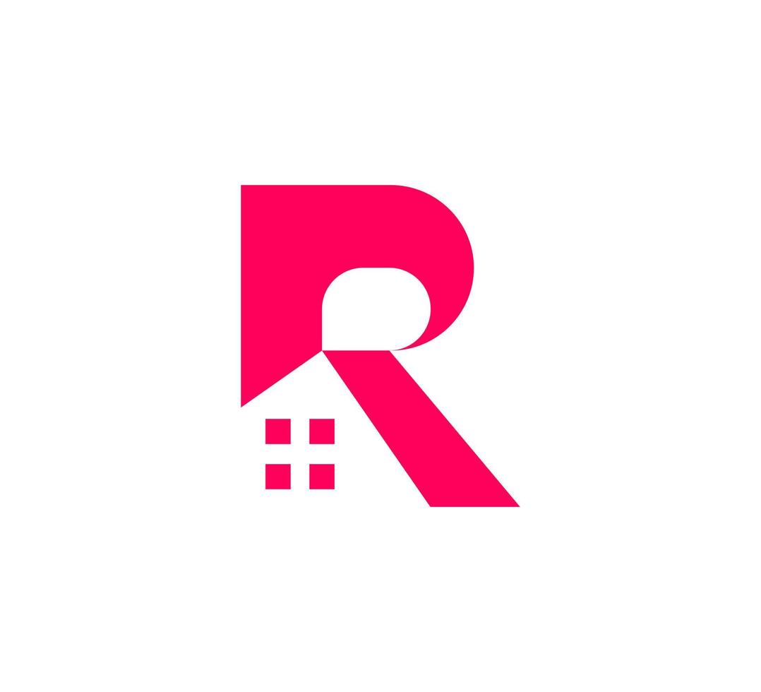 Real estate and guest capital letter r logo. Futuristic corporate identity logo, company graphic design. vector