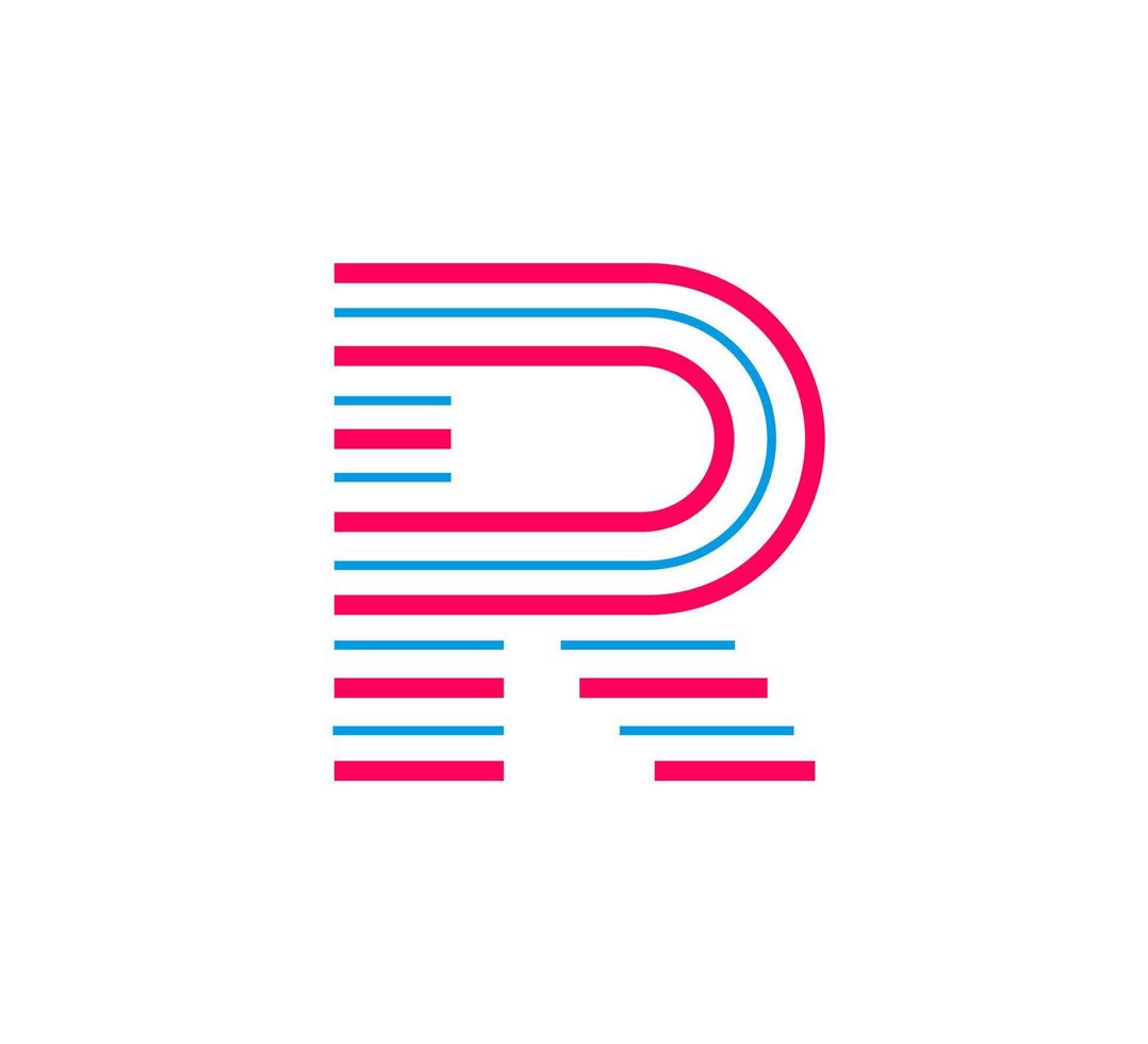 Modern linear uppercase r logo. Futuristic corporate identity logo, company graphic design. vector