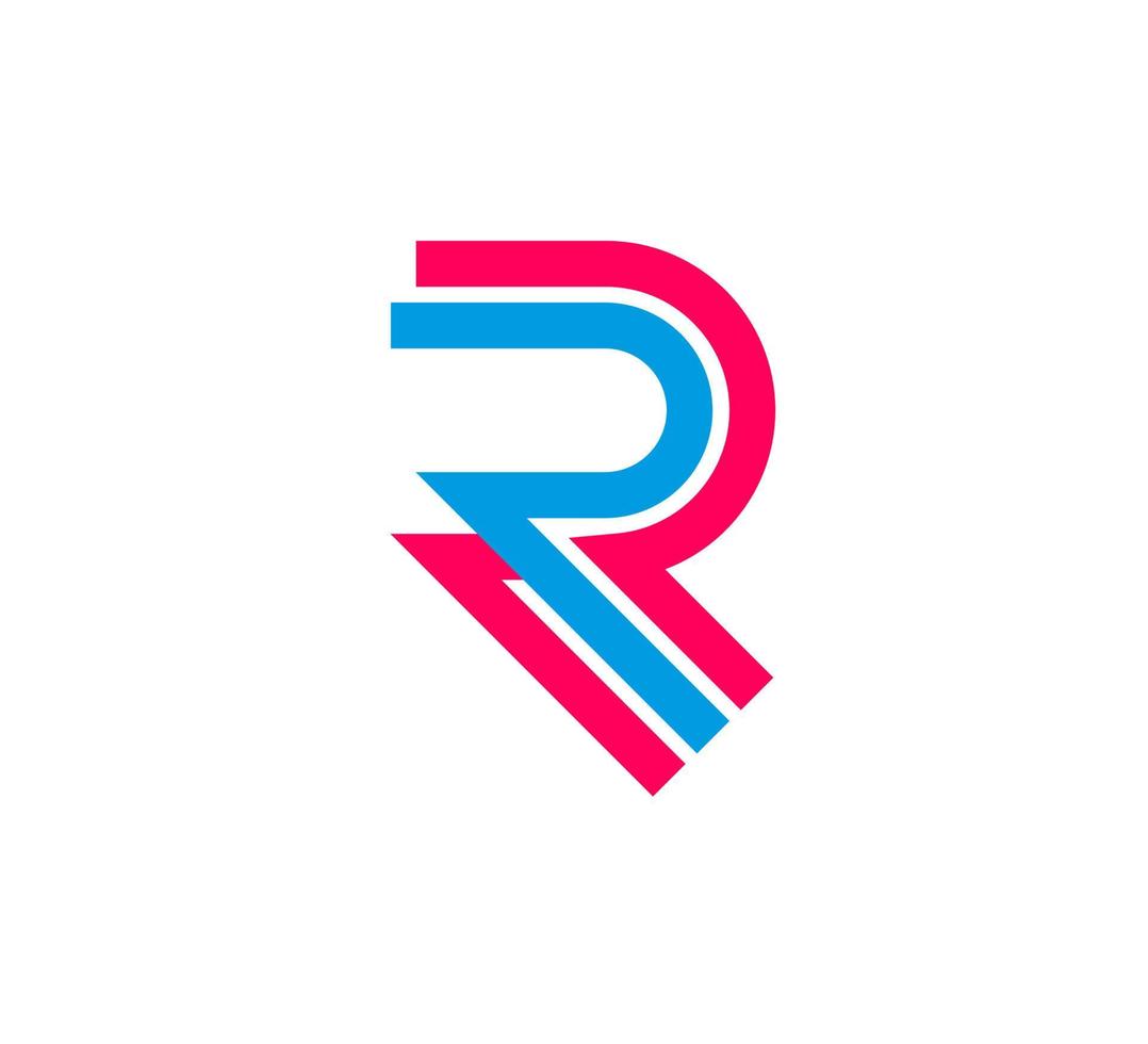 Cutout and linear modern letter r logo. Futuristic corporate identity logo, company graphic design. vector