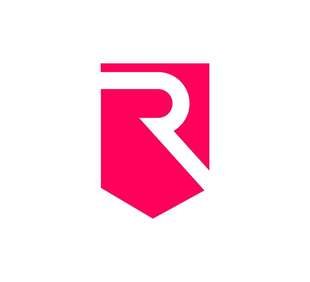 Modern capital letter r logo in security crest. Futuristic corporate identity logo, company graphic design. vector