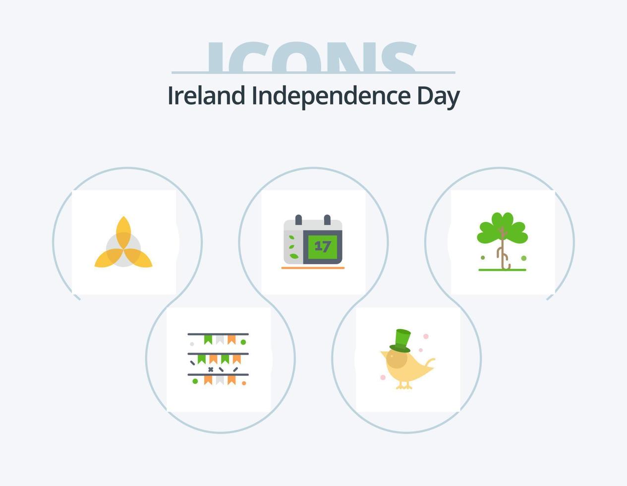 Ireland Independence Day Flat Icon Pack 5 Icon Design. green. ireland. sparrow. date. calender vector