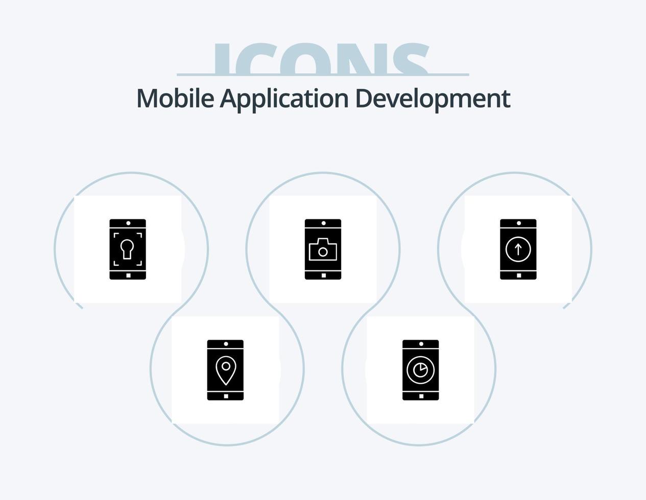 Mobile Application Development Glyph Icon Pack 5 Icon Design. application. mobile application. time. mobile. screen vector