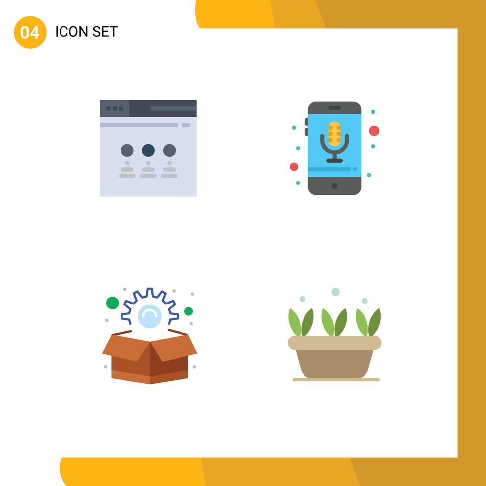 User Interface Pack of 4 Basic Flat Icons of internet marketing website phone box Editable Vector Design Elements