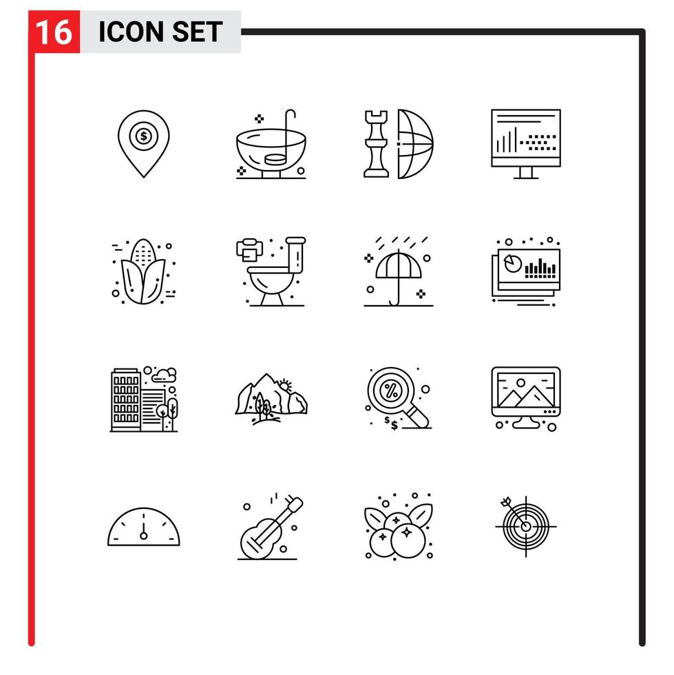 Set of 16 Vector Outlines on Grid for development coding punch plan international Editable Vector Design Elements