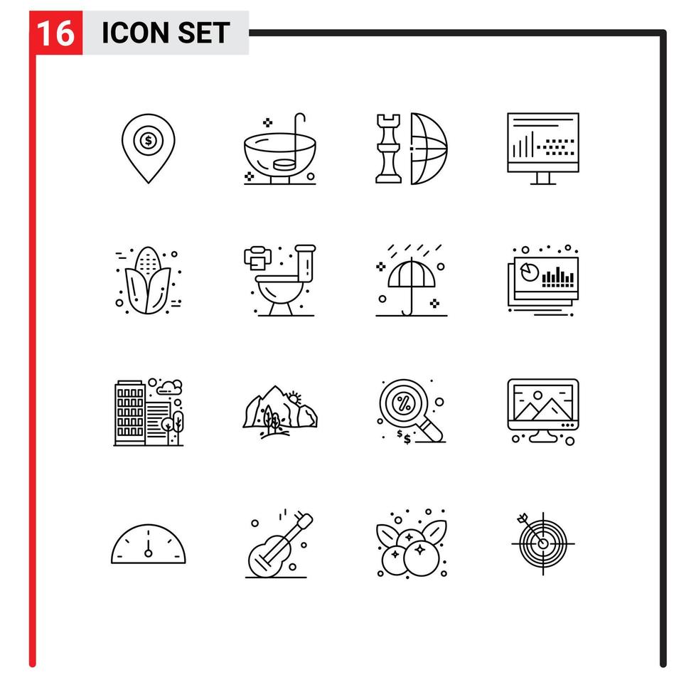 Set of 16 Vector Outlines on Grid for development coding punch plan international Editable Vector Design Elements