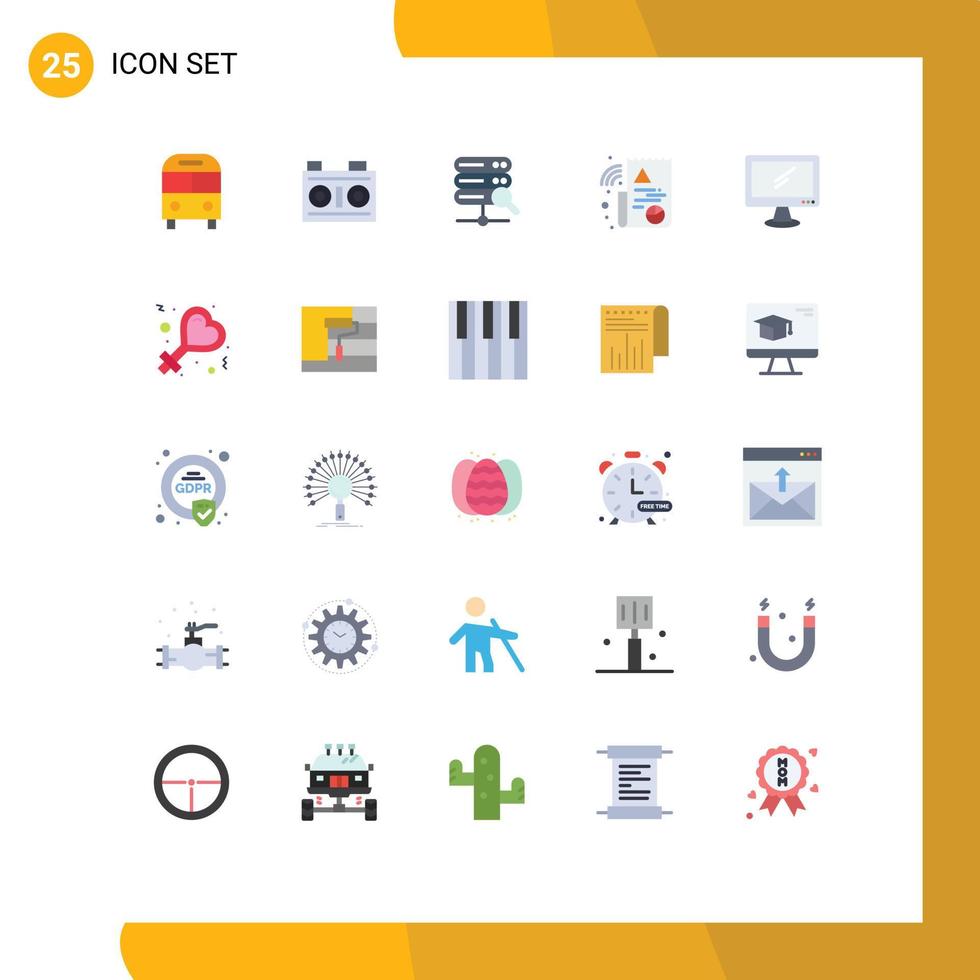 Pack of 25 creative Flat Colors of device computer photography file digital Editable Vector Design Elements