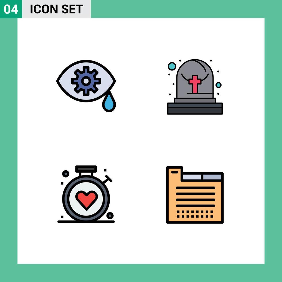 4 Creative Icons Modern Signs and Symbols of correction medical cemetery compass tabs Editable Vector Design Elements