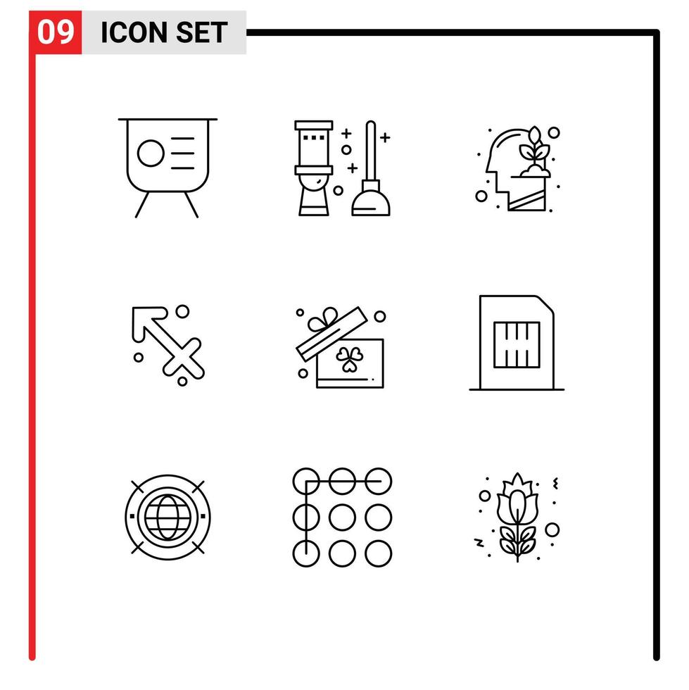 9 contornos vectoriales temáticos y símbolos editables de elementos de diseño vectorial editables de crecimiento de sagitario de la habitación del zodiaco de regalo vector