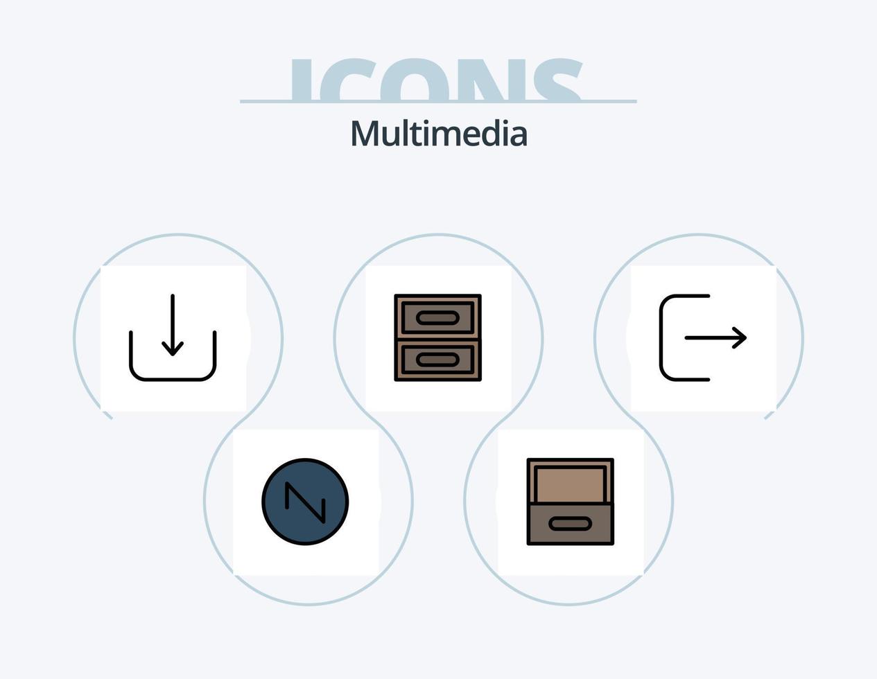 paquete de iconos llenos de línea multimedia 5 diseño de iconos. . servidor. onda. multimedia. nube vector