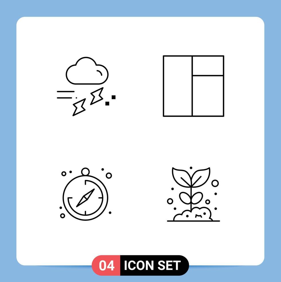 4 Line concept for Websites Mobile and Apps cloud guide rainy layout farming Editable Vector Design Elements