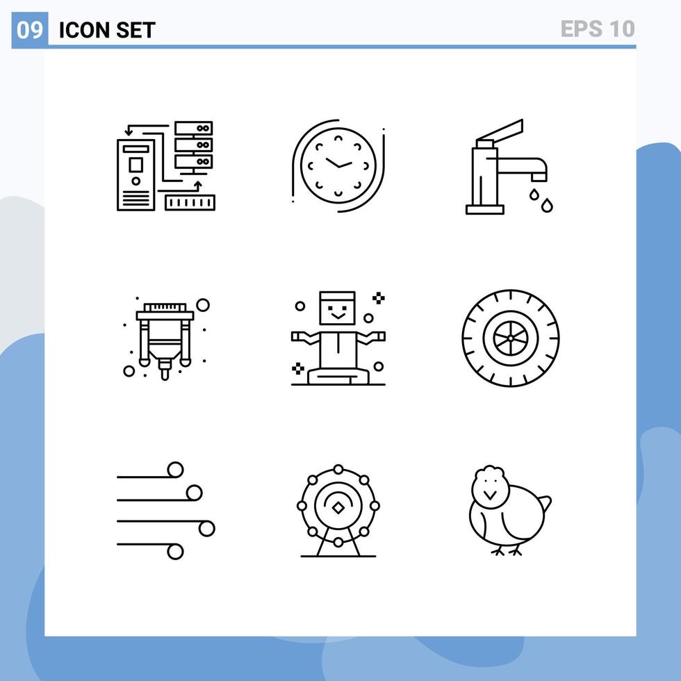 9 Creative Icons Modern Signs and Symbols of entertainment usb bath connector shower Editable Vector Design Elements