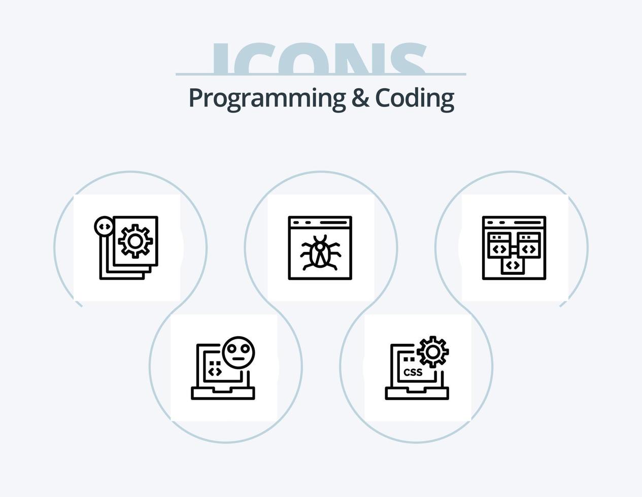 Programming And Coding Line Icon Pack 5 Icon Design. develop. code. development. development. coding vector