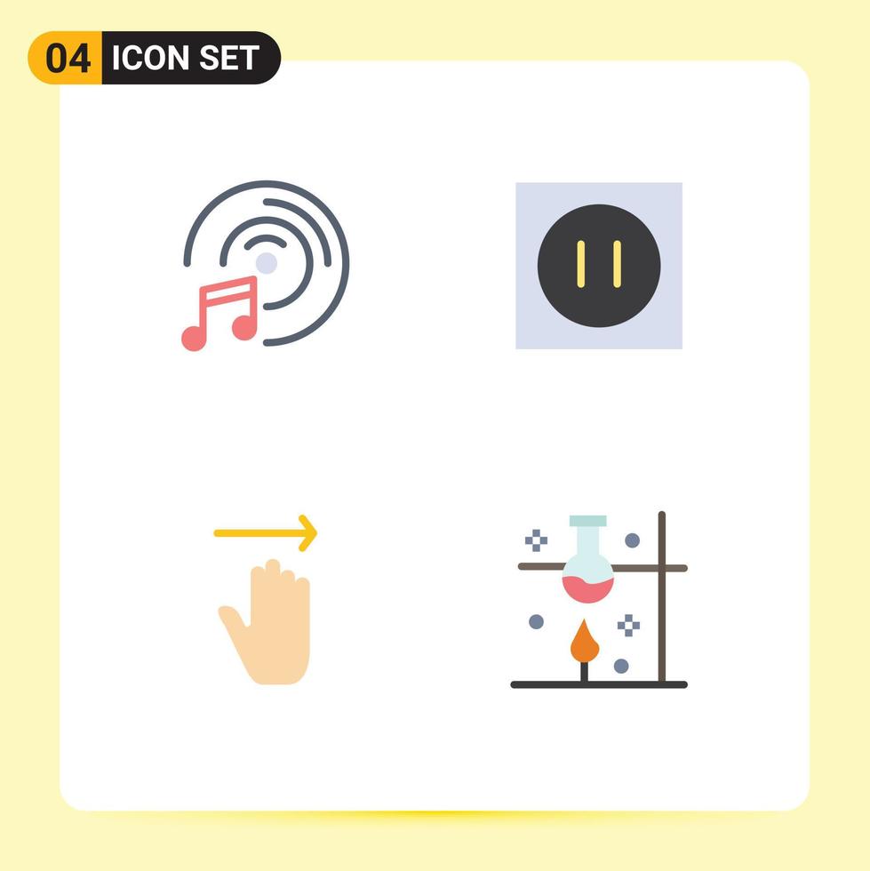 Group of 4 Flat Icons Signs and Symbols for cd disk gestures appliances technology laboratory Editable Vector Design Elements