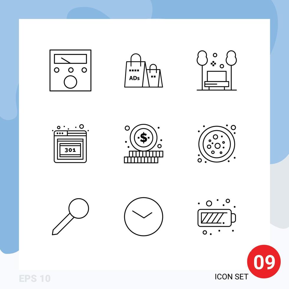 Modern Set of 9 Outlines and symbols such as shopping error chair error travel Editable Vector Design Elements