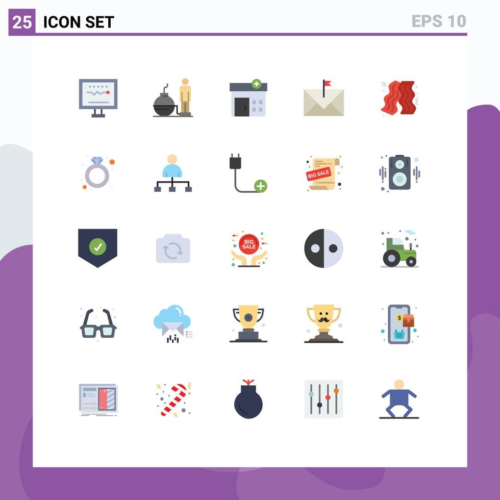 Stock Vector Icon Pack of 25 Line Signs and Symbols for bacon envelope problem email communication Editable Vector Design Elements