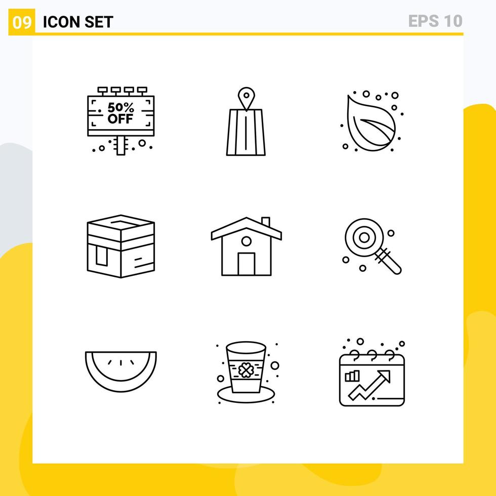 Set of 9 Vector Outlines on Grid for home mecca camp islam hajj Editable Vector Design Elements