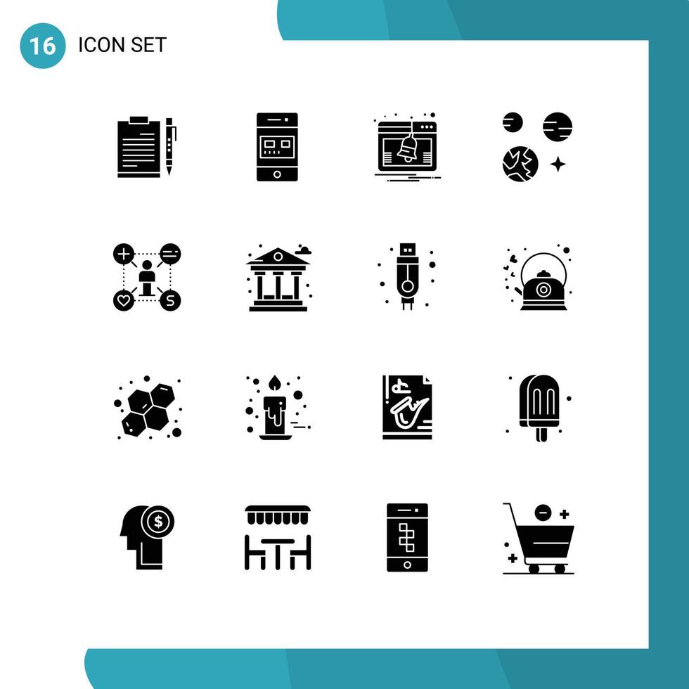16 iconos creativos signos y símbolos modernos de aviso de tarjeta de notificación de tierra elementos de diseño de vector editable web
