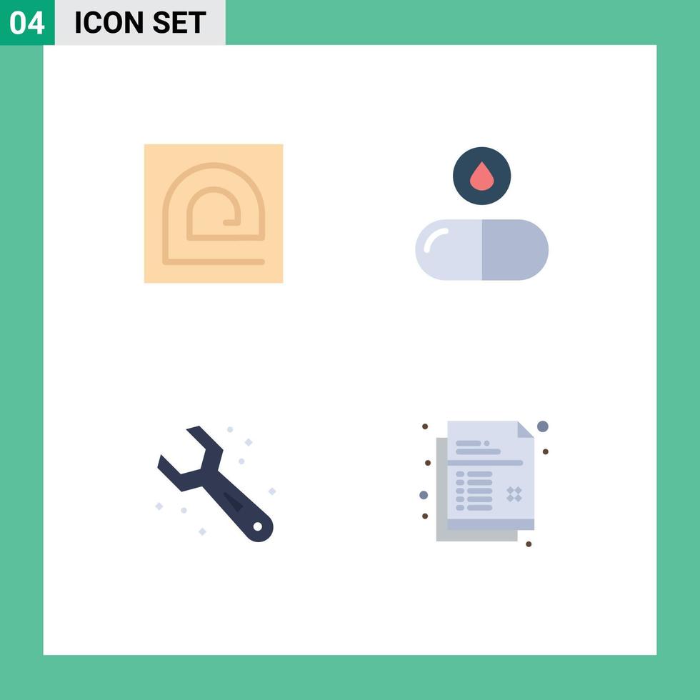 Group of 4 Modern Flat Icons Set for block adjustable password tablet tools Editable Vector Design Elements