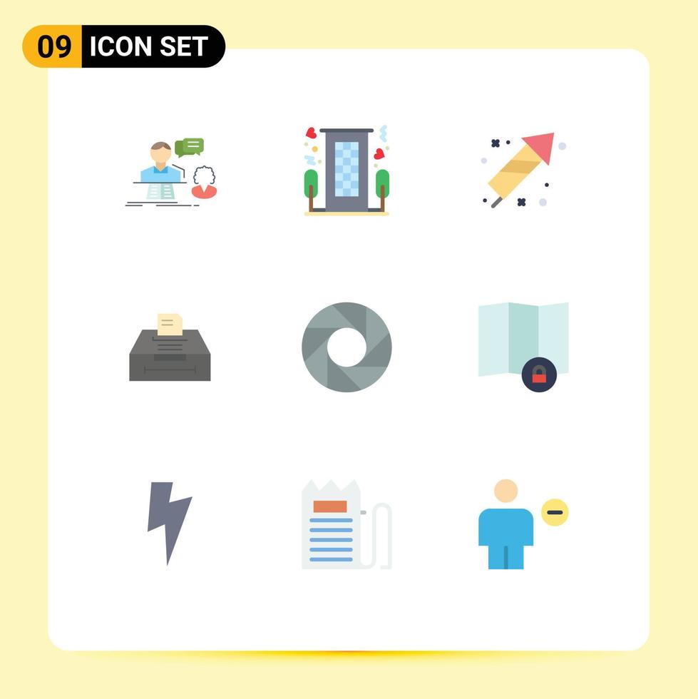 Set of 9 Modern UI Icons Symbols Signs for business data romance mubarak celebration Editable Vector Design Elements