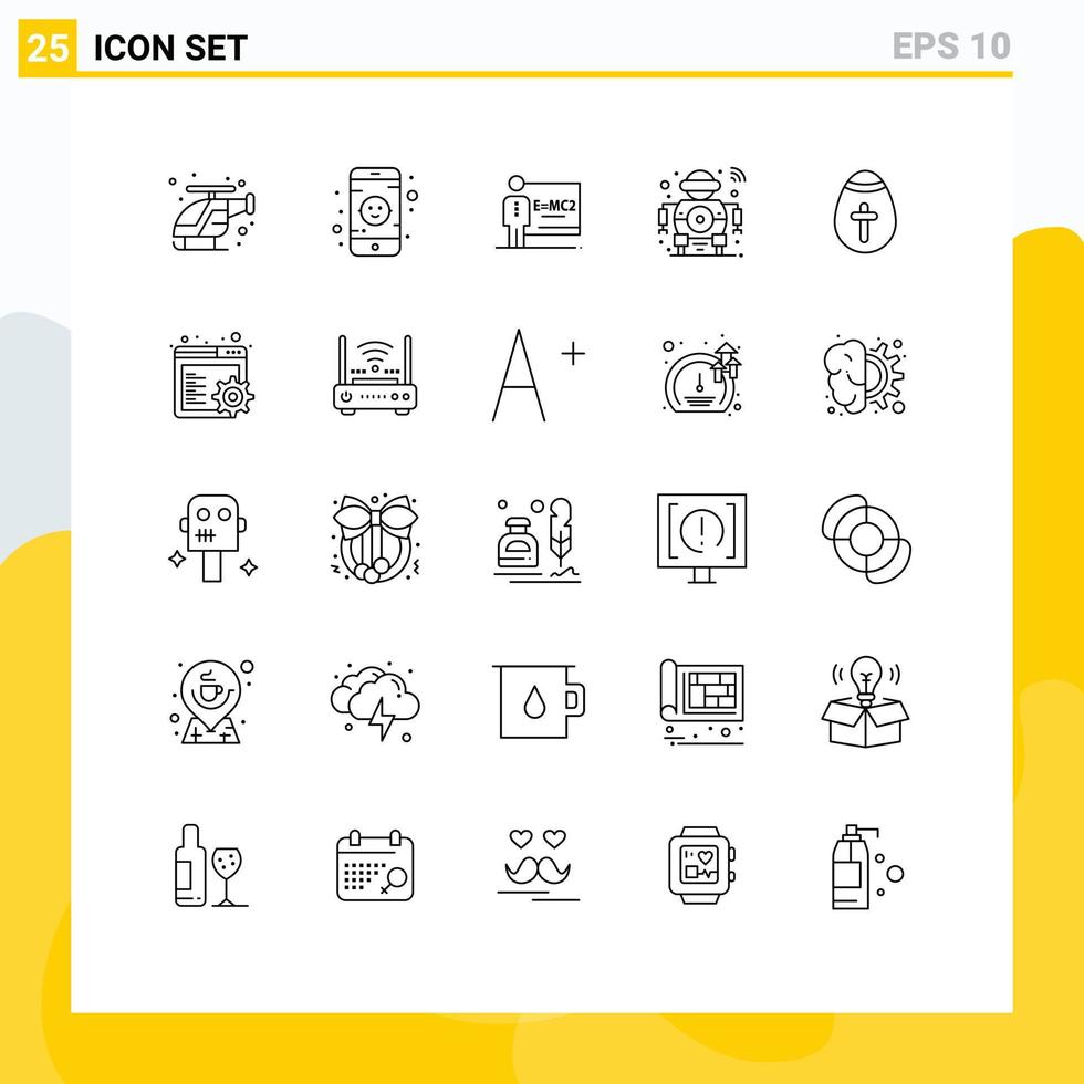 Set of 25 Modern UI Icons Symbols Signs for egg tech class smart robot Editable Vector Design Elements