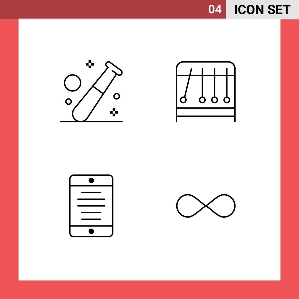 Universal Icon Symbols Group of 4 Modern Filledline Flat Colors of ball mobile phone gym pendulum user Editable Vector Design Elements