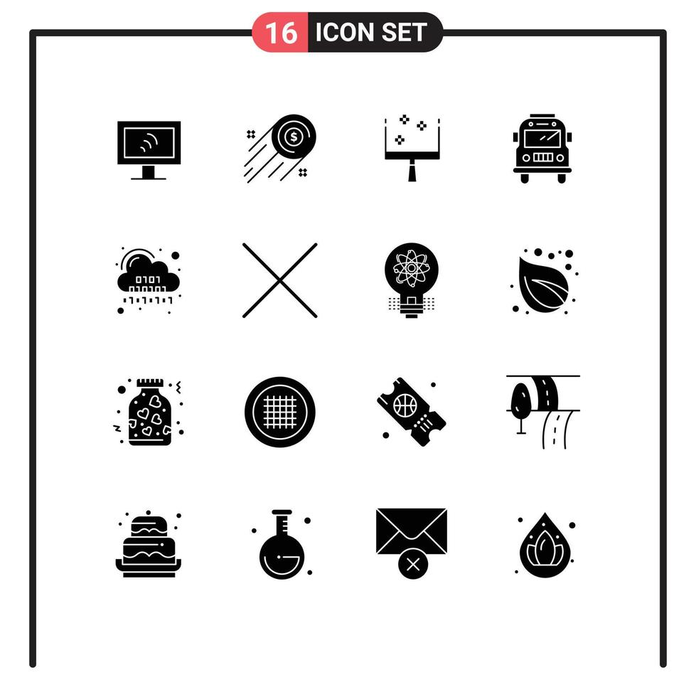 User Interface Pack of 16 Basic Solid Glyphs of server code dustpan