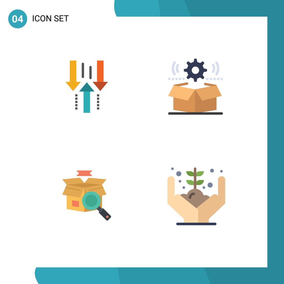 Universal Icon Symbols Group of 4 Modern Flat Icons of arrow setting upload cog search Editable Vector Design Elements