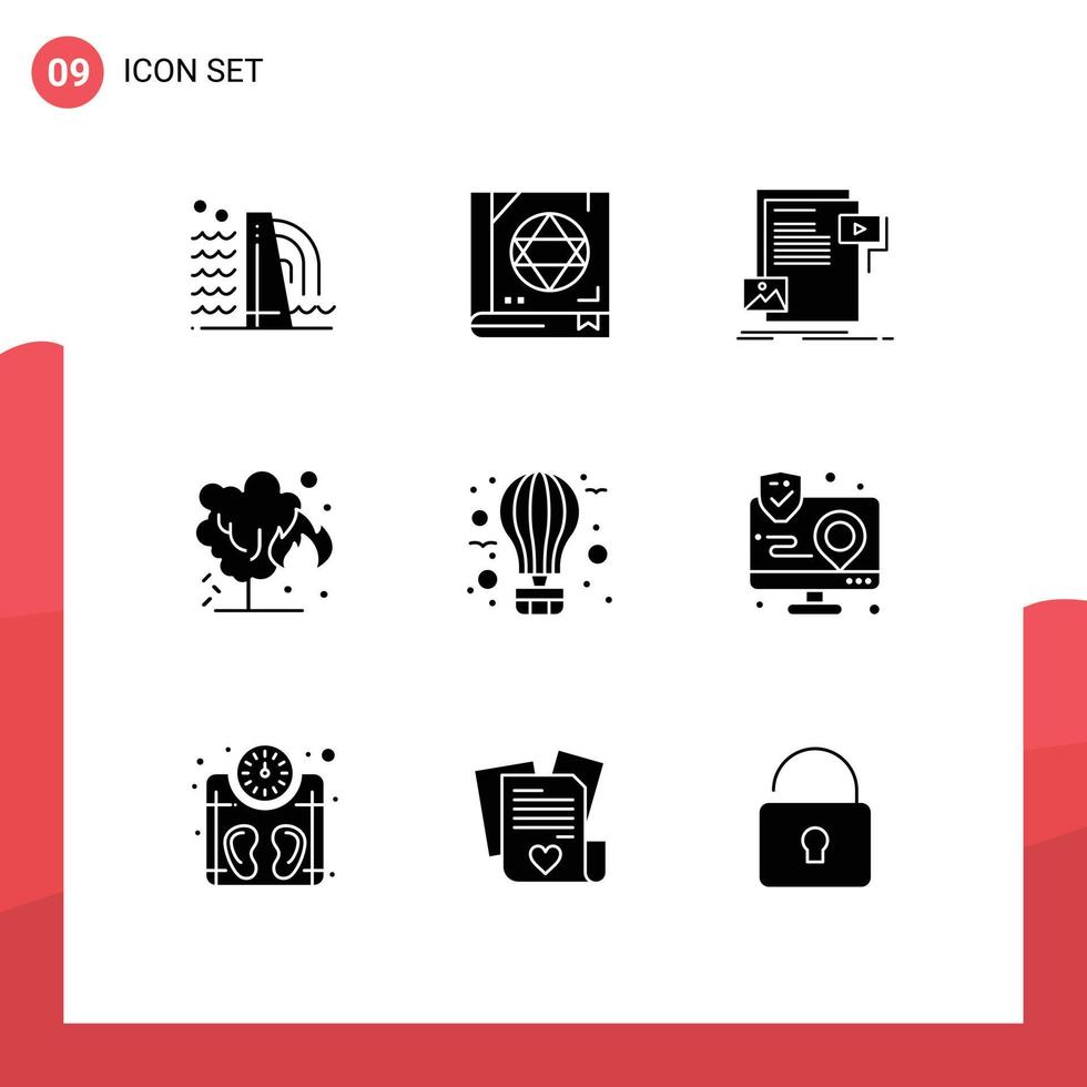9 Universal Solid Glyph Signs Symbols of air green data environment website Editable Vector Design Elements