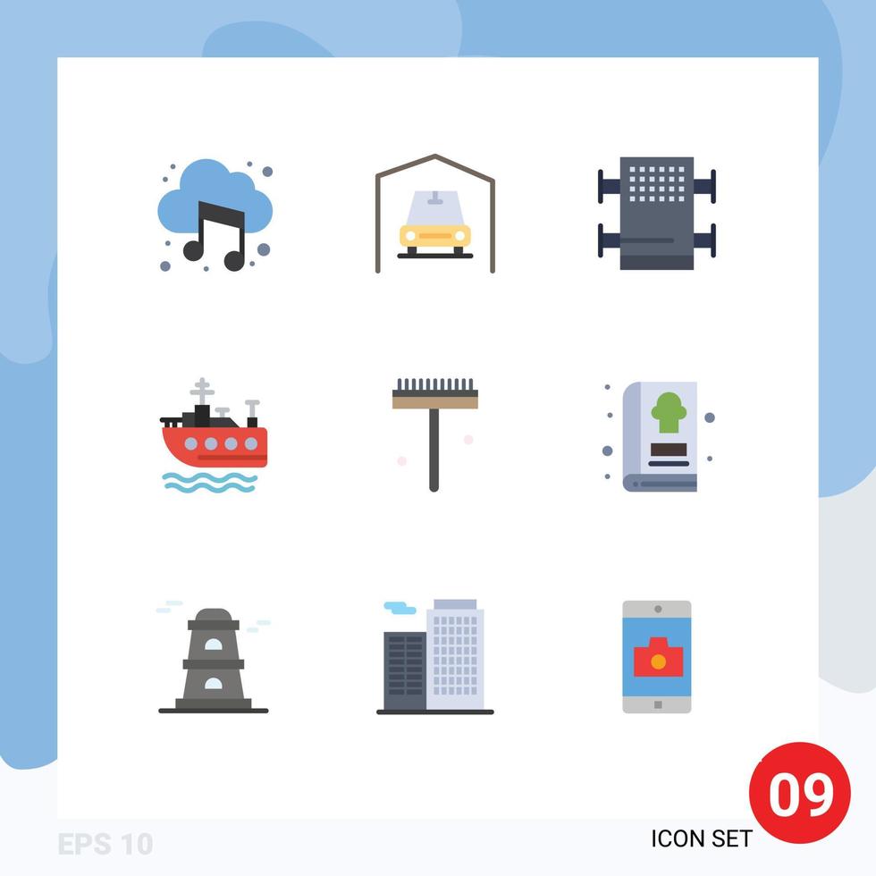 paquete de iconos de vector de stock de 9 signos y símbolos de línea para elementos de diseño de vector editables de transporte de jardinero de baño de rastrillo de libro