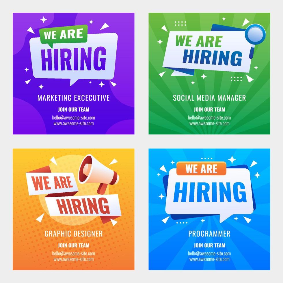 We Are Hiring Social Media Post Template vector