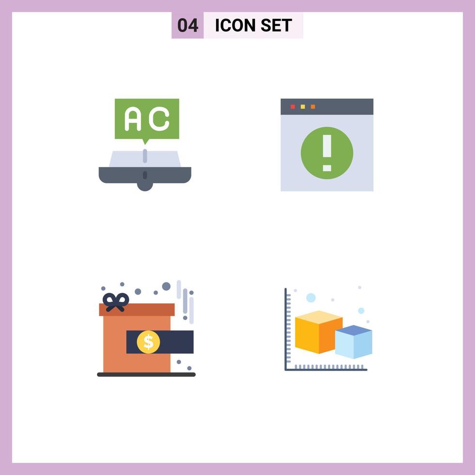 Modern Set of 4 Flat Icons Pictograph of book manager school businessmen gift Editable Vector Design Elements