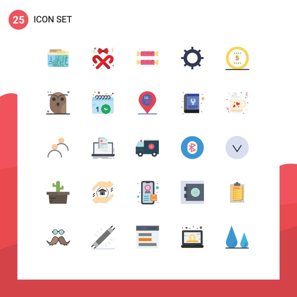 25 Universal Flat Colors Set for Web and Mobile Applications setting cog christmas basic easter Editable Vector Design Elements