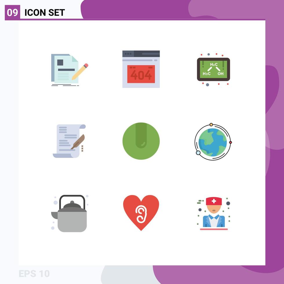 Set of 9 Vector Flat Colors on Grid for sport ball chemistry document agreement Editable Vector Design Elements