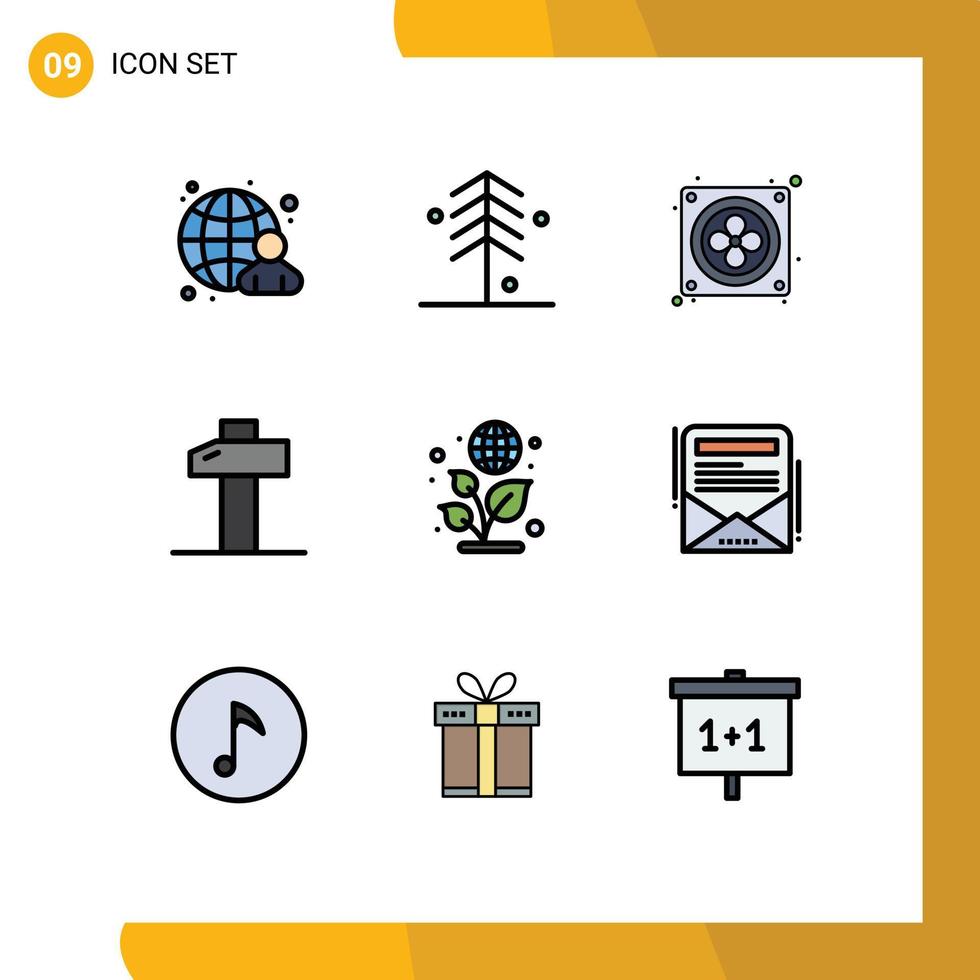 9 Filledline Flat Color concept for Websites Mobile and Apps enewsletter day computer earth hammer Editable Vector Design Elements