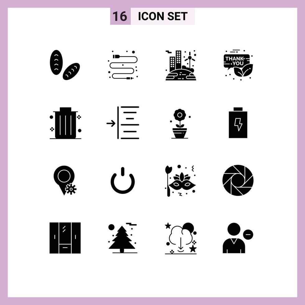16 Universal Solid Glyphs Set for Web and Mobile Applications office business solar thanksgiving newsletter Editable Vector Design Elements