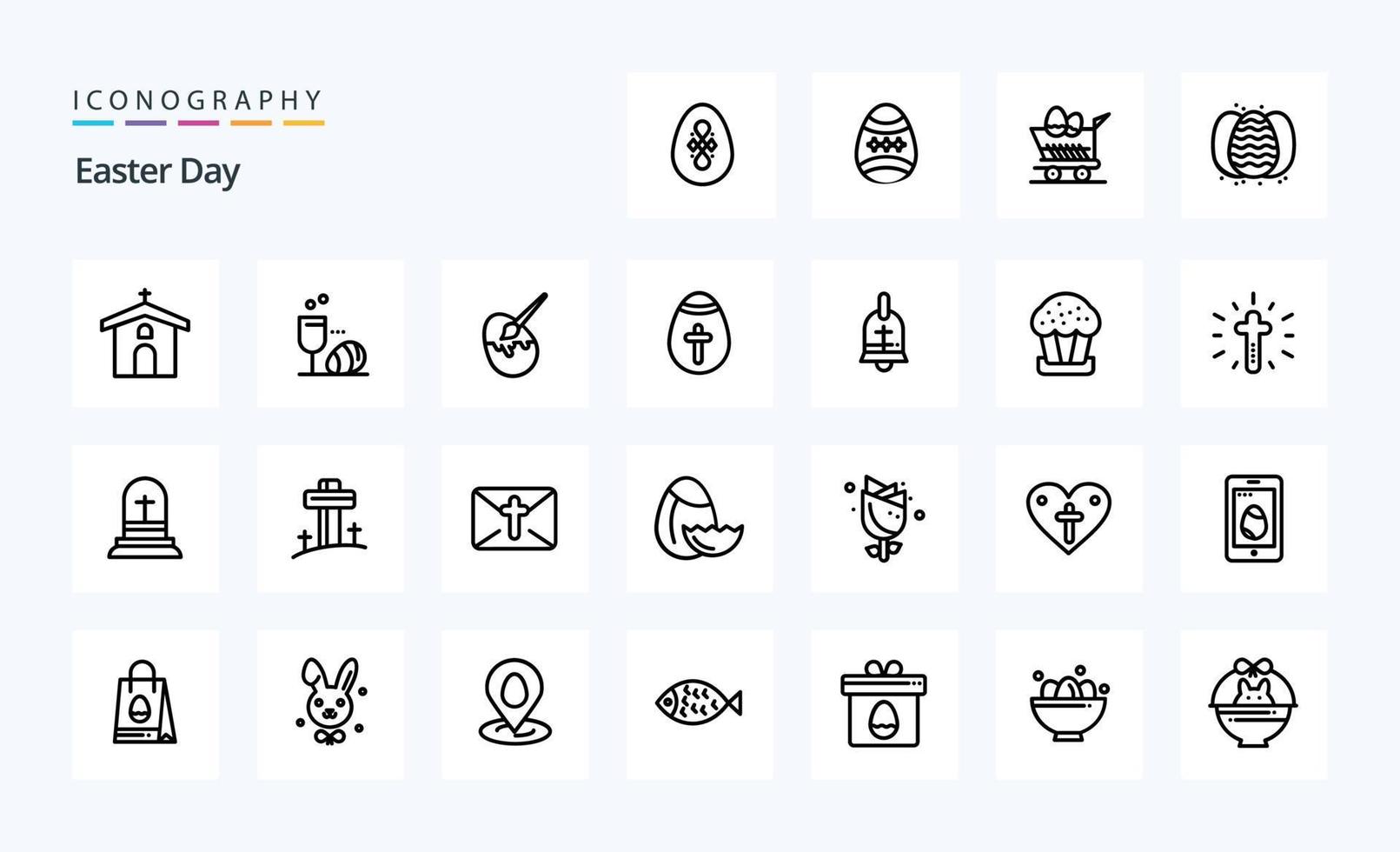 25 Easter Line icon pack vector
