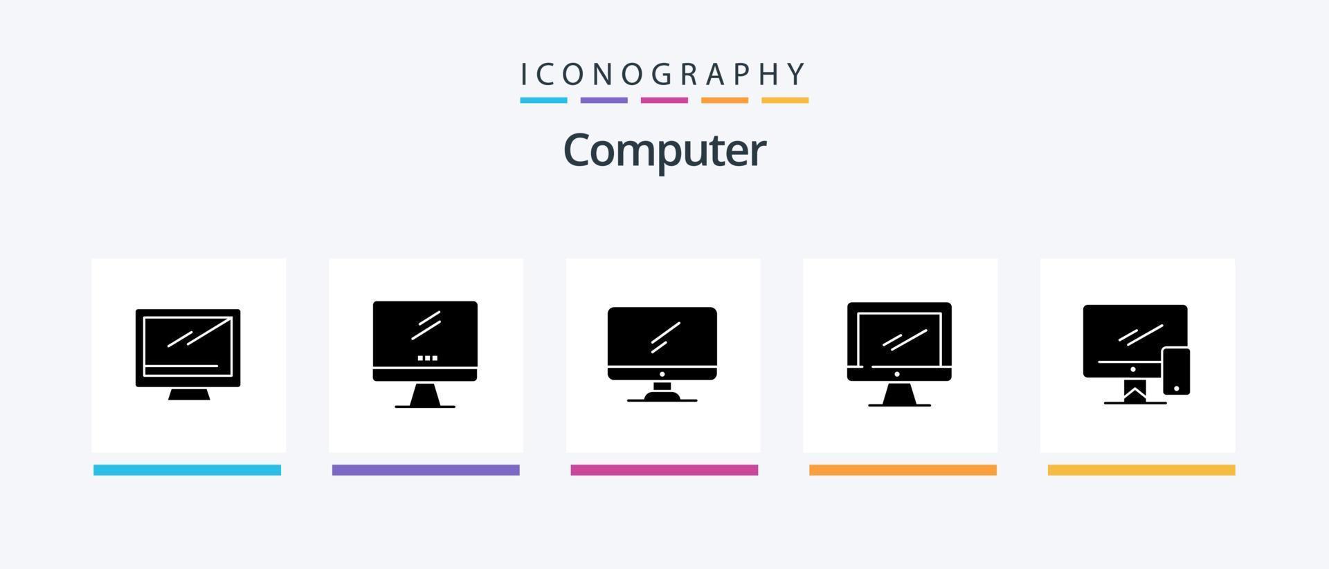 paquete de iconos de glifo 5 de computadora que incluye . imac.. diseño de iconos creativos vector