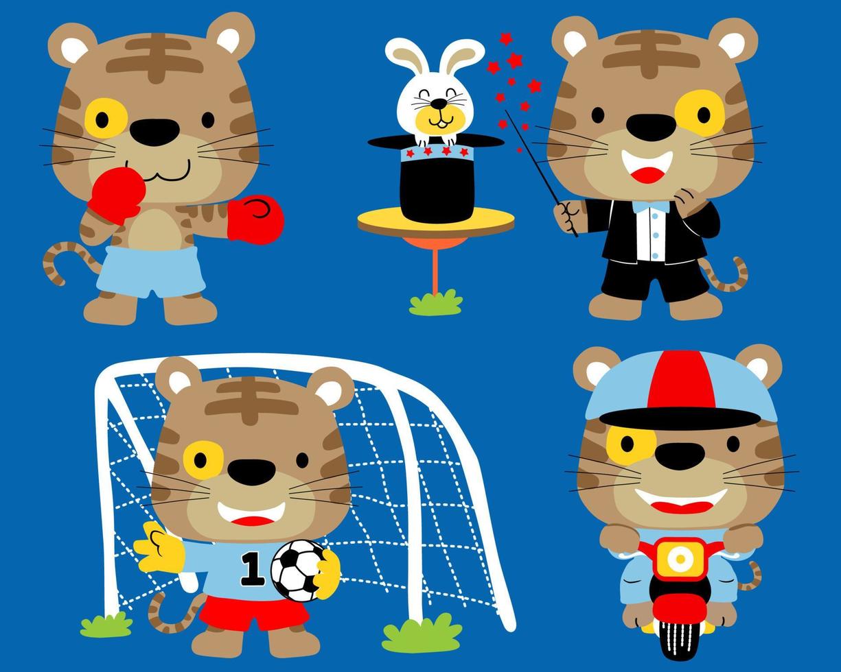 Vector set of cats cartoon in different activity
