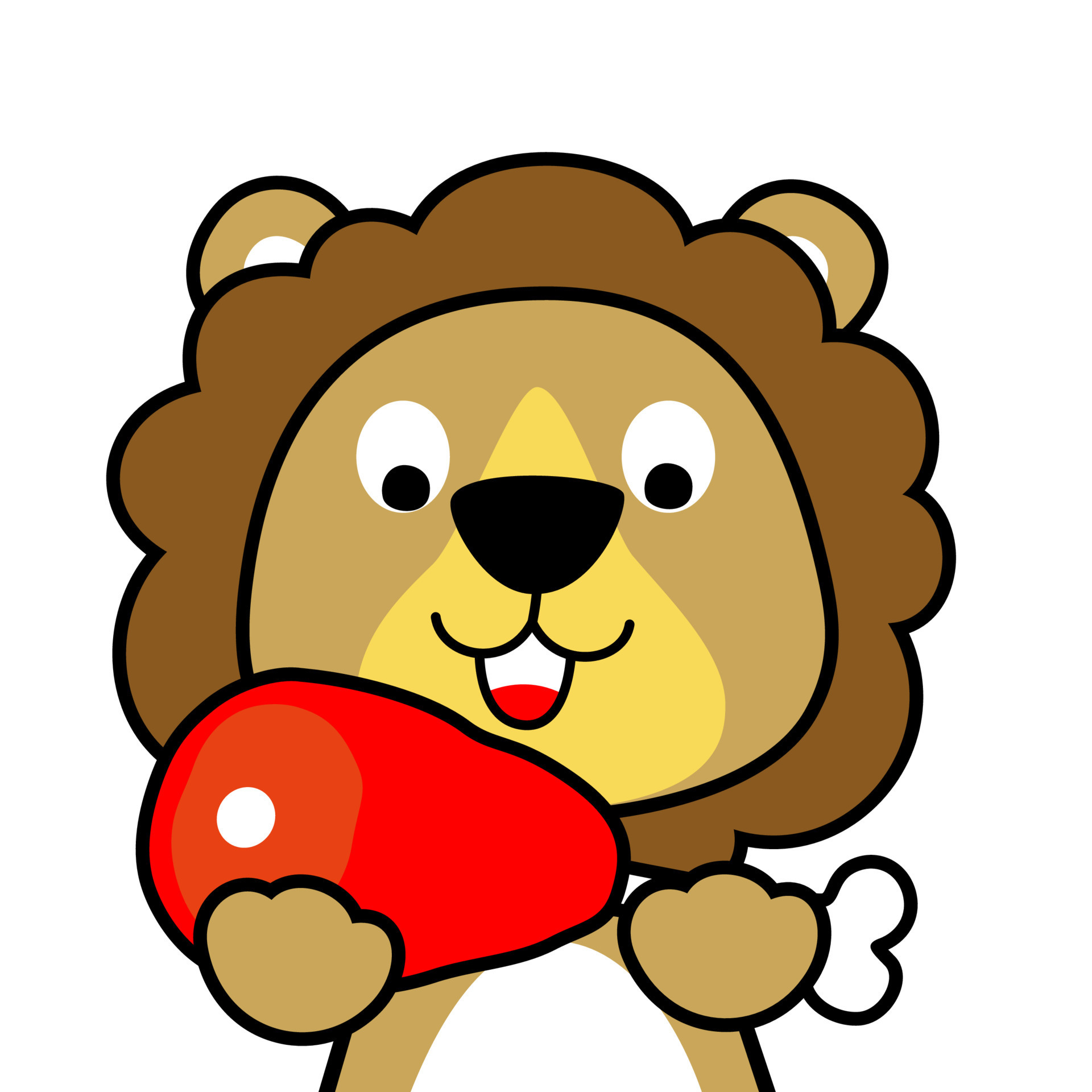 Funny lion cartoon with meat 16882545 Vector Art at Vecteezy