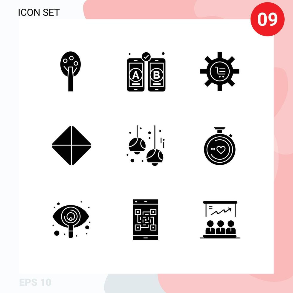 9 Thematic Vector Solid Glyphs and Editable Symbols of decoration bulb e viagra pill Editable Vector Design Elements