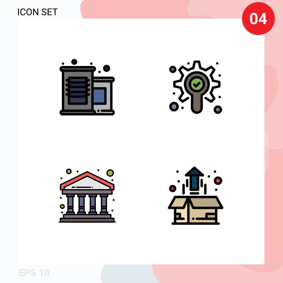Set of 4 Modern UI Icons Symbols Signs for canned food building search bank grow Editable Vector Design Elements