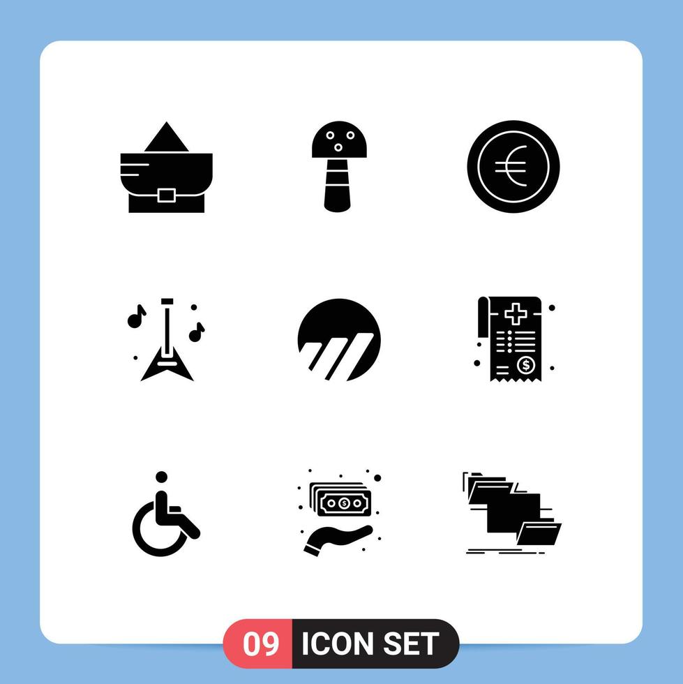 User Interface Pack of 9 Basic Solid Glyphs of medical crypto currency sign crypto world coin Editable Vector Design Elements