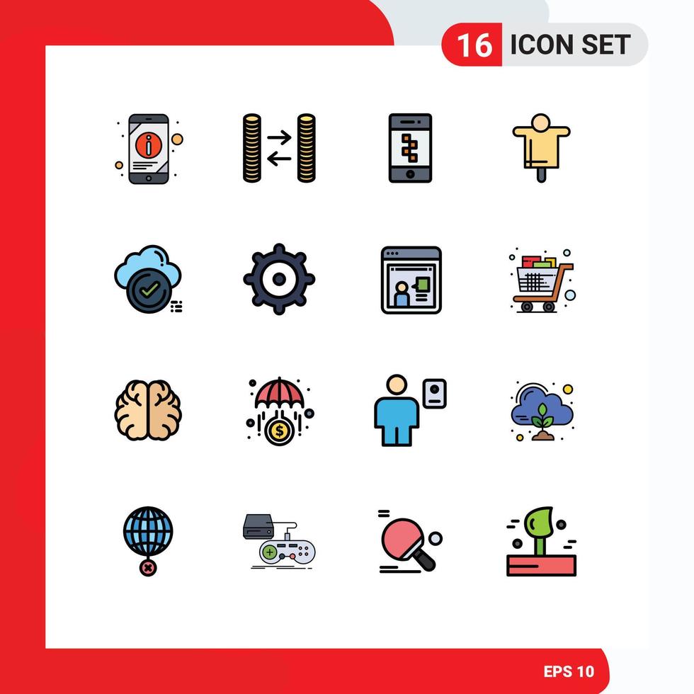 conjunto de 16 iconos de interfaz de usuario modernos signos de símbolos para comprobar las comunicaciones ok espantapájaros granja elementos de diseño de vectores creativos editables