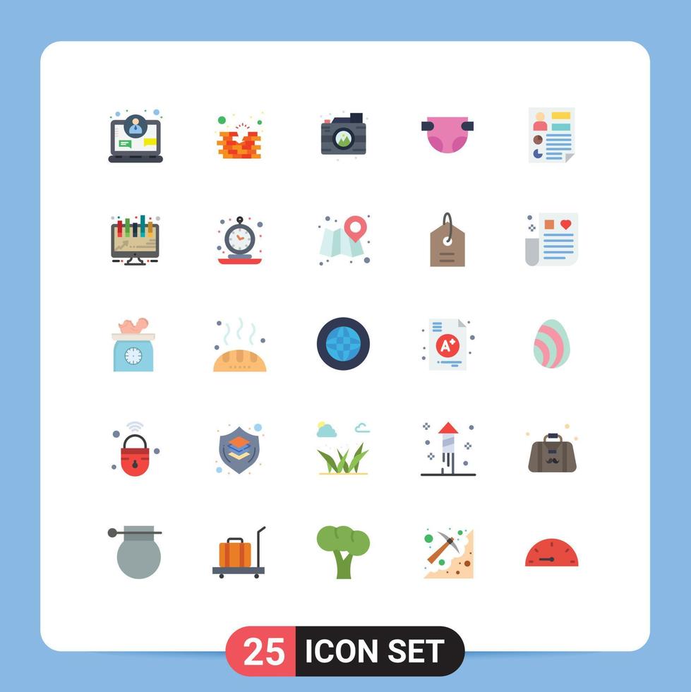 Set of 25 Vector Flat Colors on Grid for document analytics creative nappy baby Editable Vector Design Elements