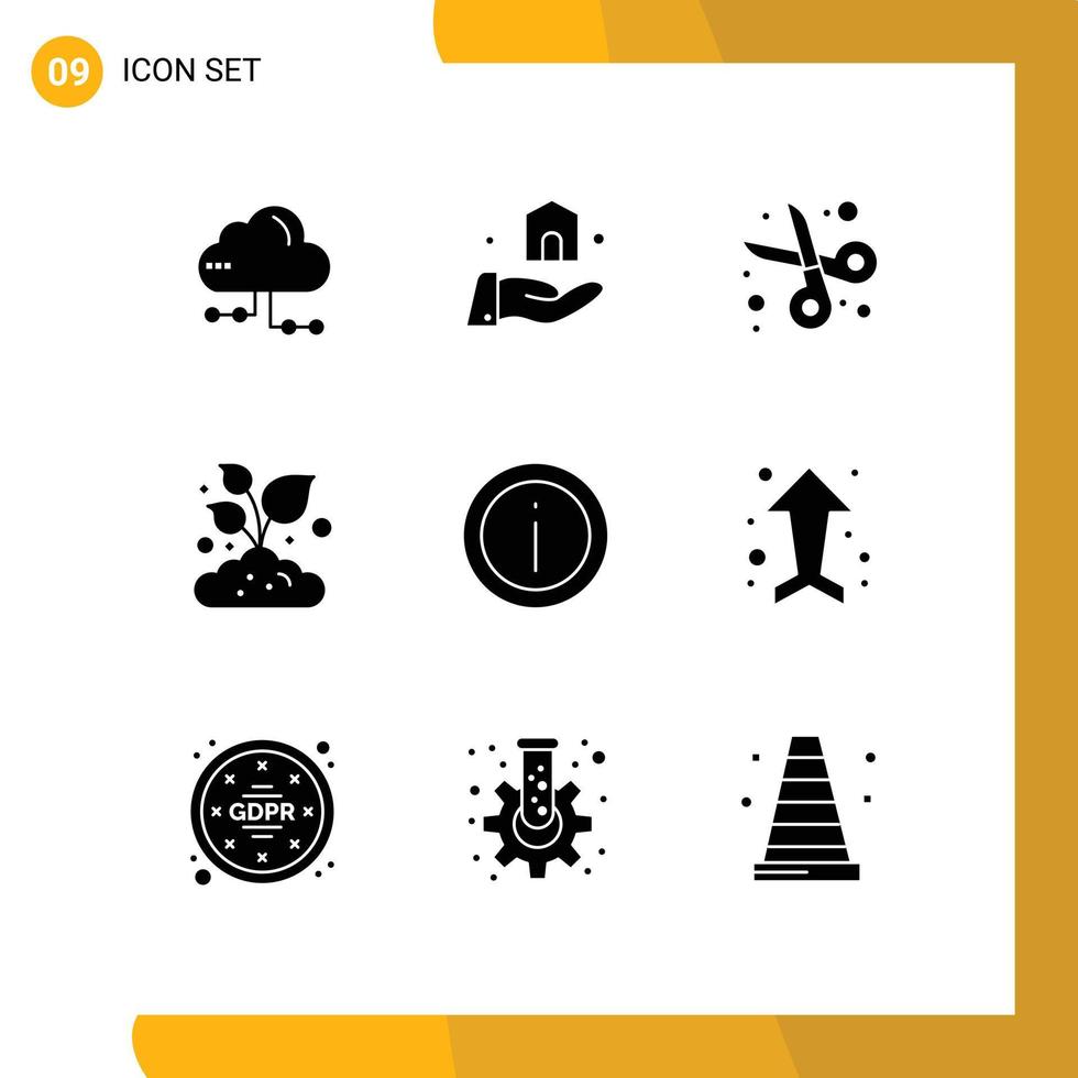 Set of 9 Modern UI Icons Symbols Signs for info small cut plant farm Editable Vector Design Elements